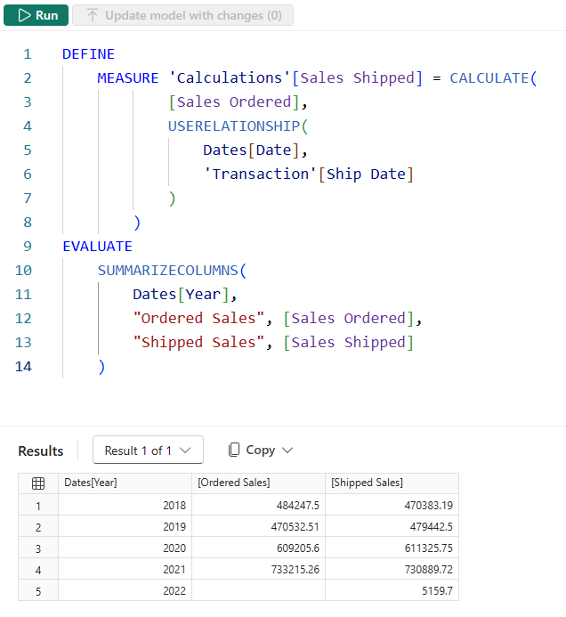power bi dax query view