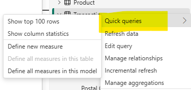power bi dax quick queries